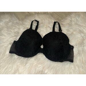 Victorias Secret Lined Demi Bra Lace Mesh Underwire Womens 36C Black